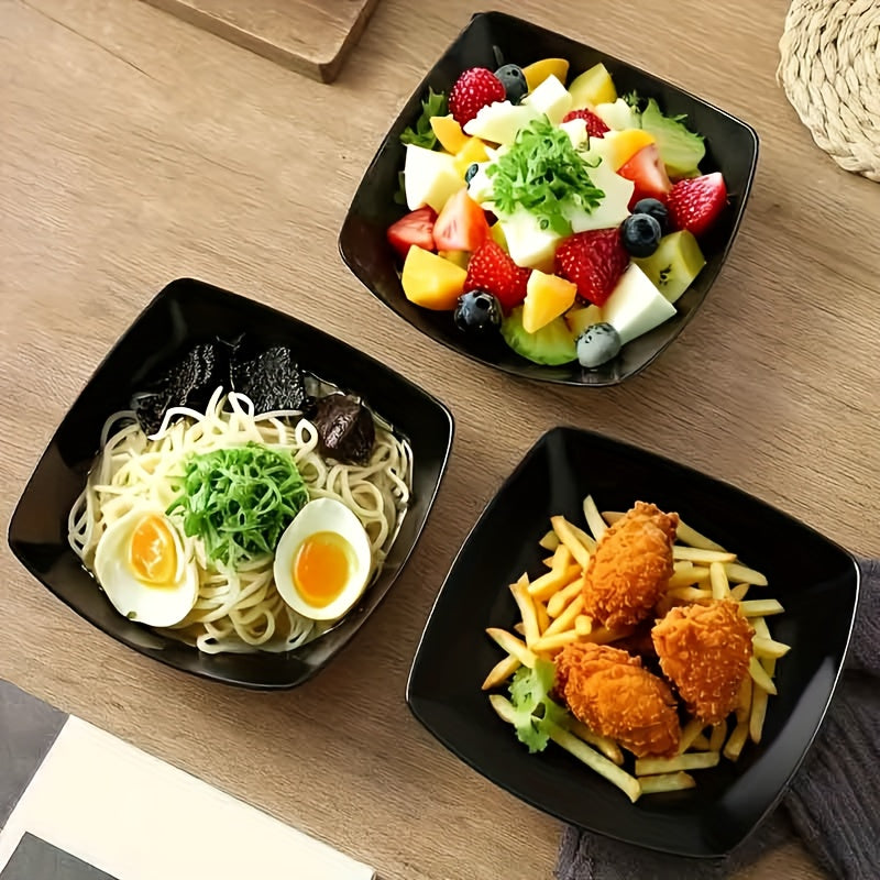 4pcs Salad Bowl Set - Perfect for Family Gatherings and Daily Use, Featuring a Unique Modern Design That Can Hold Side Dishes, Fruits and Snacks. It Is a Kitchen Necessity, a Microwave Safe Bowl, a Durable Plastic Bowl, and a Food Storage Container