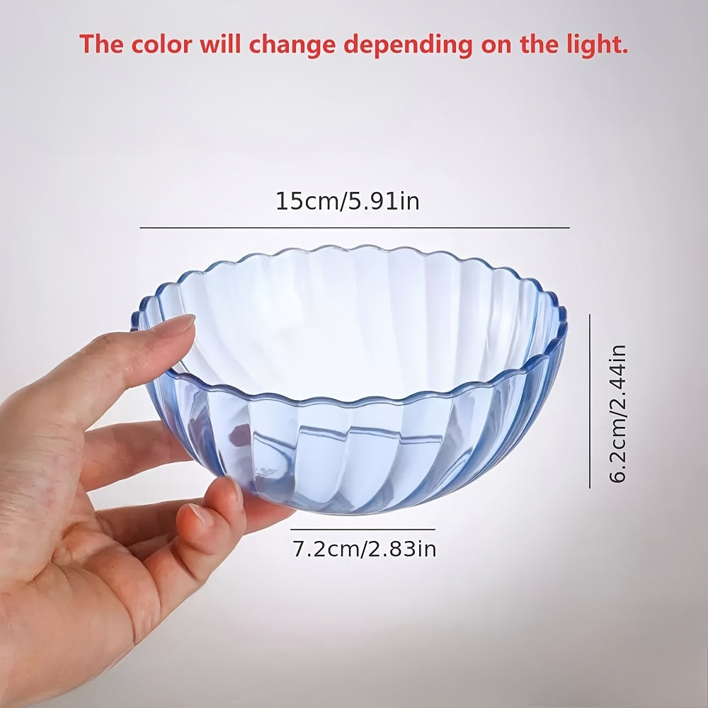 4pcs Acrylic Salad Bowl Colorful High Temperature Resistant Plastic PC Bowl Tea Water Fruit Bowl Suitable for Restaurant Kitchen Dormitory. The Color Will Change Due to Light