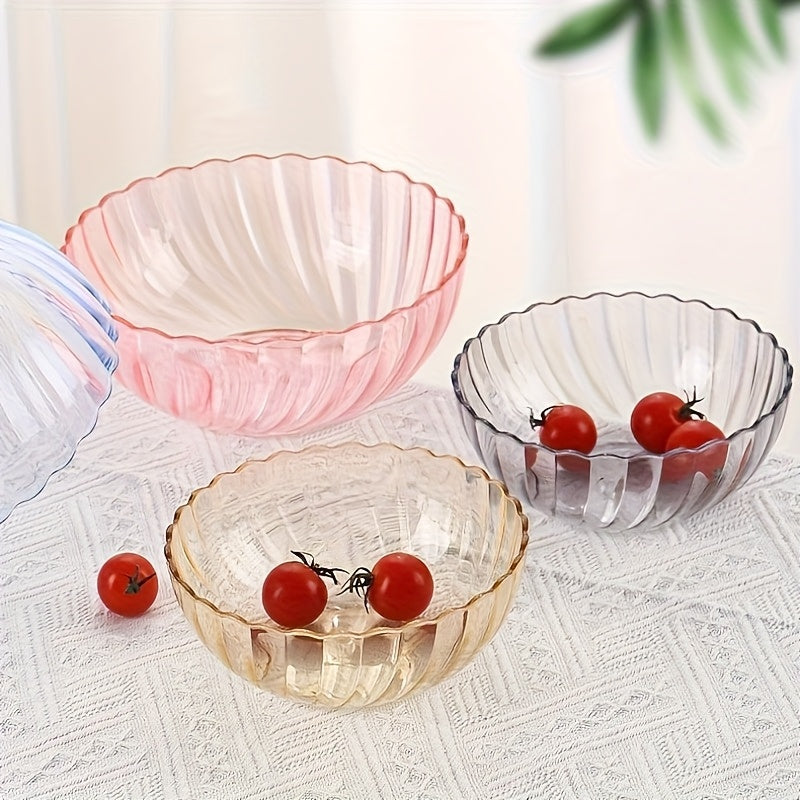 4pcs Acrylic Salad Bowl Colorful High Temperature Resistant Plastic PC Bowl Tea Water Fruit Bowl Suitable for Restaurant Kitchen Dormitory. The Color Will Change Due to Light