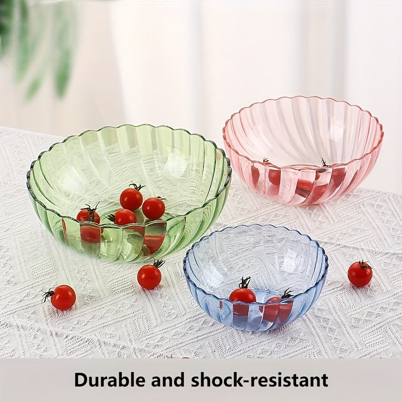 4pcs Acrylic Salad Bowl Colorful High Temperature Resistant Plastic PC Bowl Tea Water Fruit Bowl Suitable for Restaurant Kitchen Dormitory. The Color Will Change Due to Light