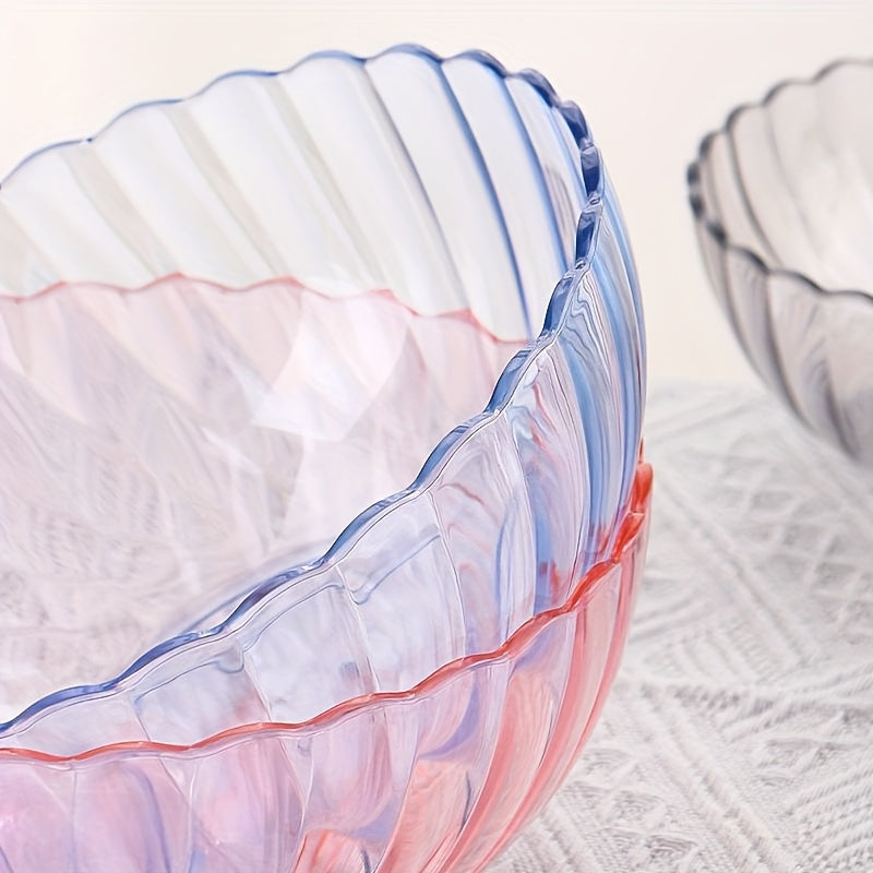 4pcs Acrylic Salad Bowl Colorful High Temperature Resistant Plastic PC Bowl Tea Water Fruit Bowl Suitable for Restaurant Kitchen Dormitory. The Color Will Change Due to Light