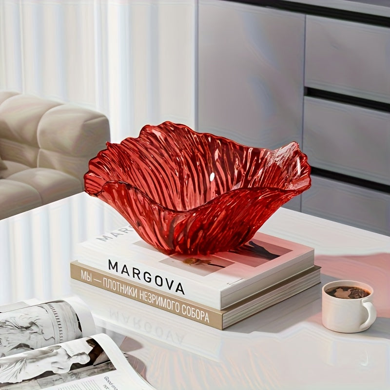 1pc Modern Petal-Shaped Bowl with Flower Petals - PET Dish Suitable for Home, Restaurants, Weddings, Birthdays & Special Occasions - Elegant Table Centerpiece for Desserts, Salads,, Spices