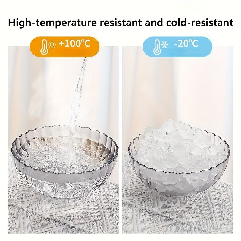 4pcs Acrylic Salad Bowl Colorful High Temperature Resistant Plastic PC Bowl Tea Water Fruit Bowl Suitable for Restaurant Kitchen Dormitory. The Color Will Change Due to Light