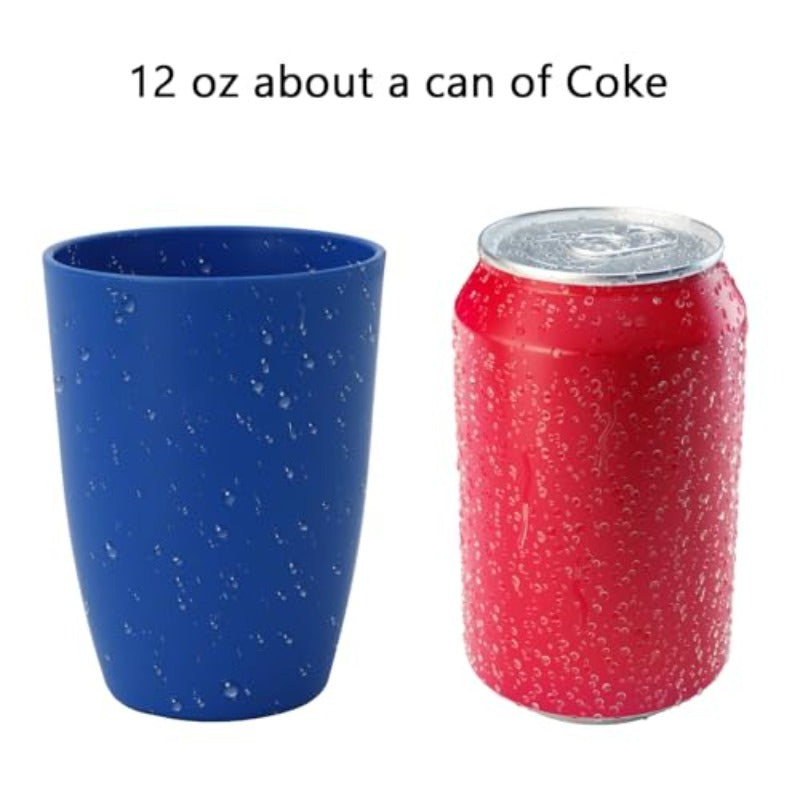 omcri22-Piece Kitchen Dinnerware Set - 12 OZ Wheat Straw Cups and 9 inch Unbreakable Dinner Plates and 26 OZ Cereal Bowls Stackable Plates and Bowls Set with Plastic Cups