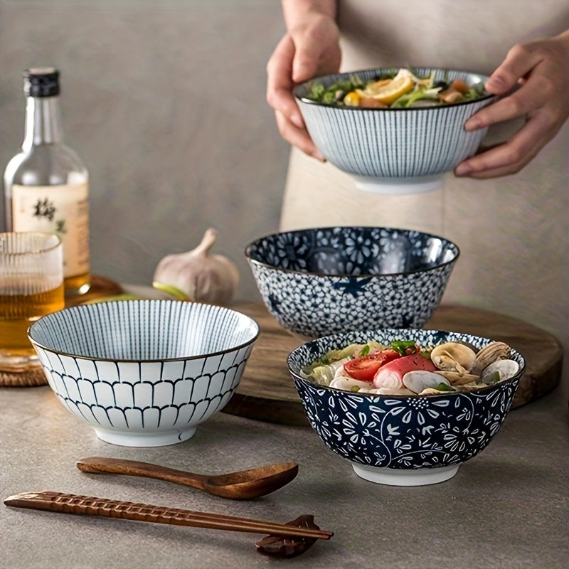 Set of Four Japanese-Style Ceramic Ramen Bowls