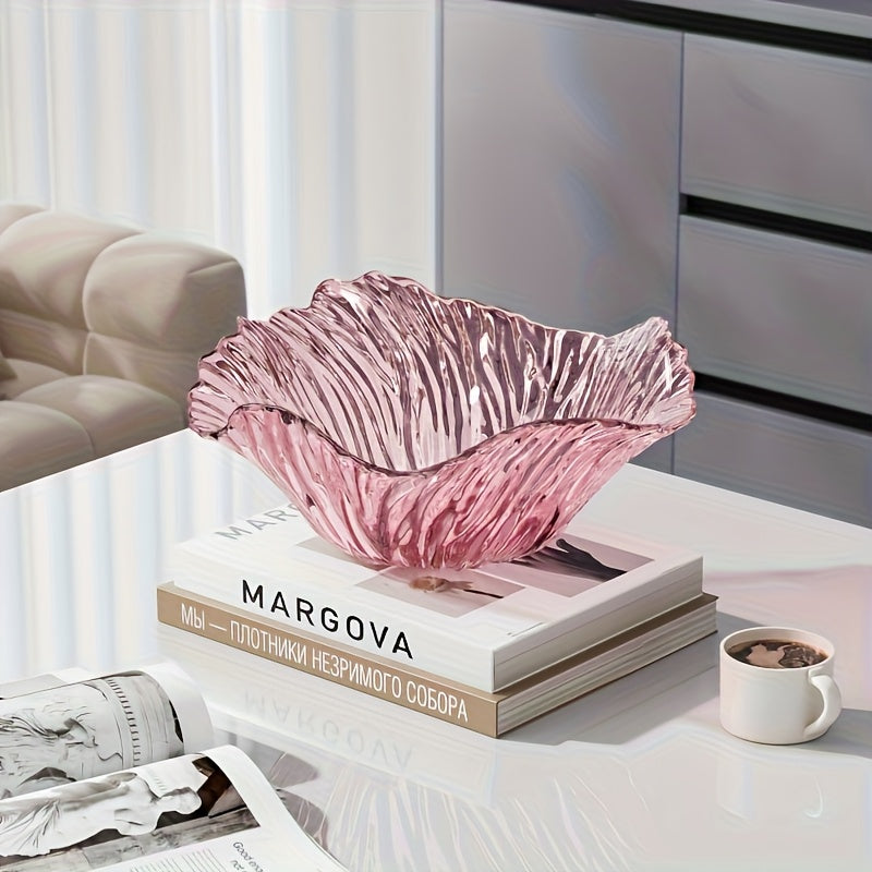 1pc Modern Petal-Shaped Bowl with Flower Petals - PET Dish Suitable for Home, Restaurants, Weddings, Birthdays & Special Occasions - Elegant Table Centerpiece for Desserts, Salads,, Spices