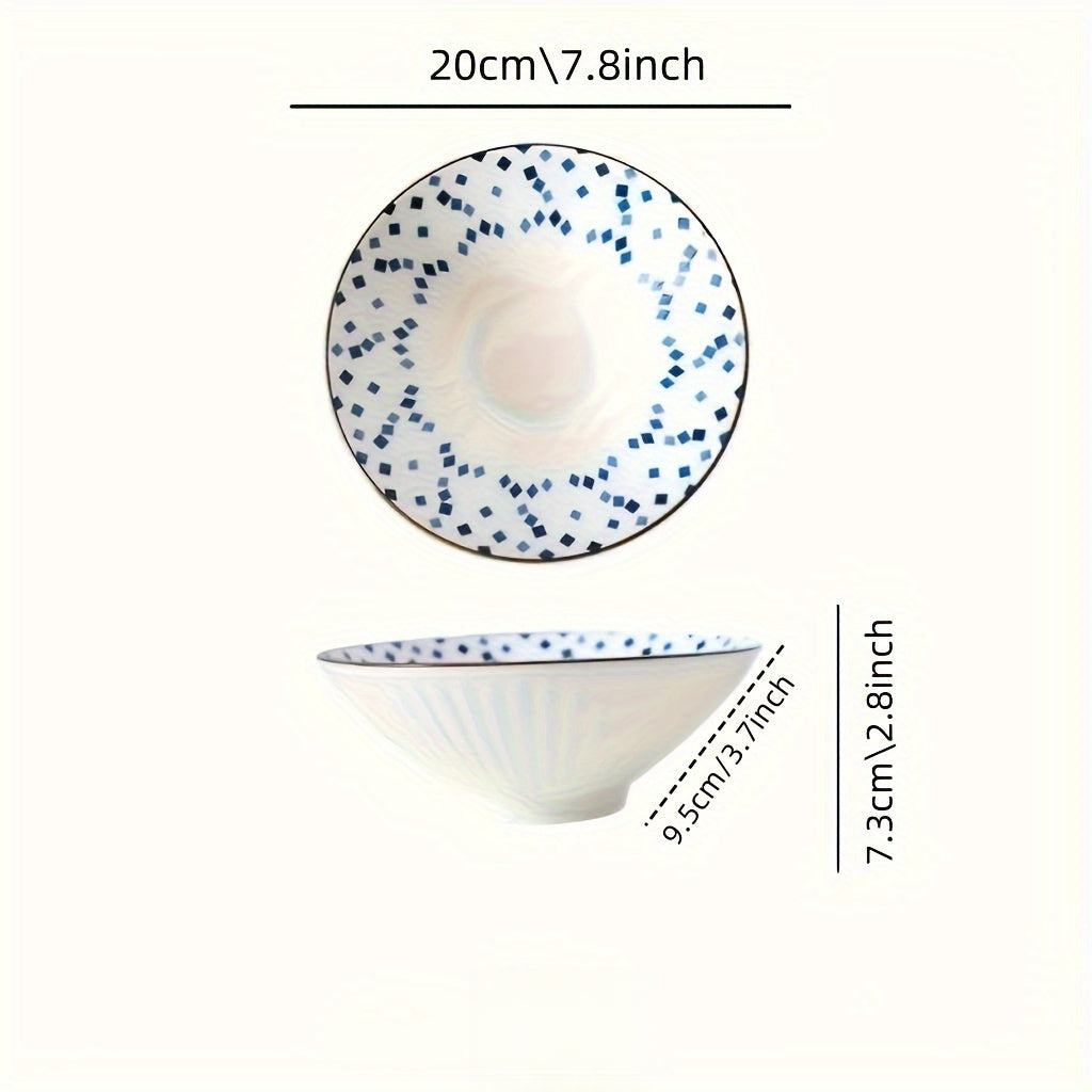 Set of 4 Japanese-Style Ceramic Pasta Ramen Bowls, 7.87inch, Round Microwave Safe Bowl for Soup, Noodles, and Salad- Kitchen Dinnerware for Home, Restaurant