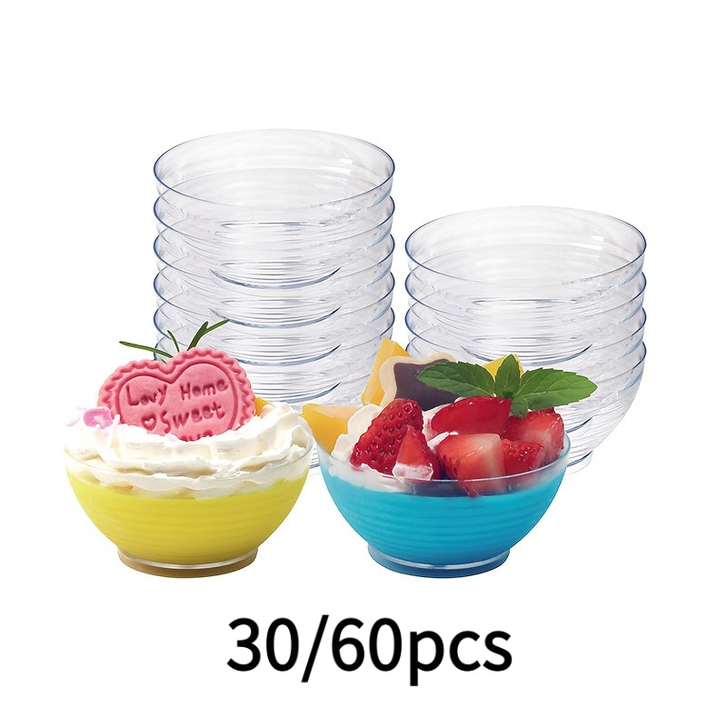30\u002F60pcs of Mini Small Round Bowls, Featuring Striped Sauce Dishes, Mousse Cups, Dessert Cups, And Pudding Cups