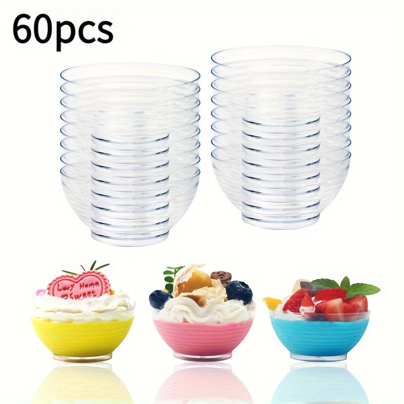30\u002F60pcs of Mini Small Round Bowls, Featuring Striped Sauce Dishes, Mousse Cups, Dessert Cups, And Pudding Cups