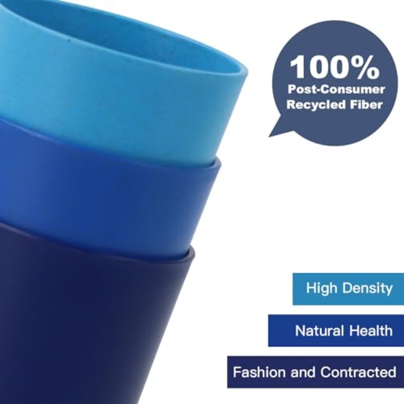 omcri22-Piece Kitchen Dinnerware Set - 12 OZ Wheat Straw Cups and 9 inch Unbreakable Dinner Plates and 26 OZ Cereal Bowls Stackable Plates and Bowls Set with Plastic Cups