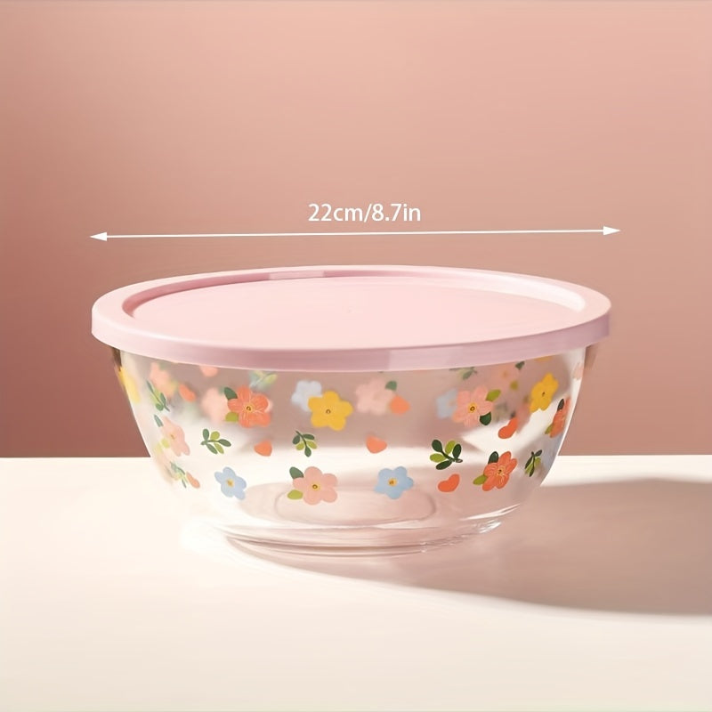 Small Floral Fresh Bowl Large 2700Ml Glass Soup Bowl | Floral Fresh Small Mixing for Home