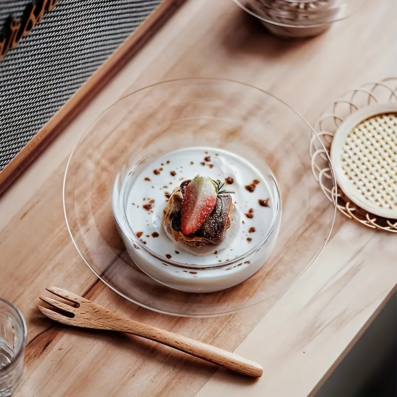 Exquisite Handmade Glass Dessert Bowls, Salad Bowls, Yogurt Bowls, Ice Cream Bowls, Pudding Bowls, Cream Soup Bowls, Made of High-transparency Glass, Tabletop Decorative Bowls, Salad Bowls, Oatmeal Bowls, Fruit Bowls, Crystal-clear Design