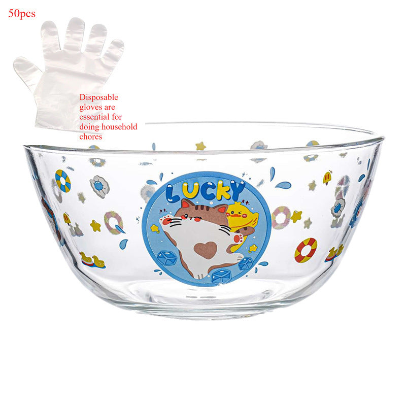 51pcs, Transparent Salad Bowl Glass Bowl Thickened Fruit Plate Household Kitchen Tableware Soup Bowl Creative Dessert Instant Noodle Bowl Basin