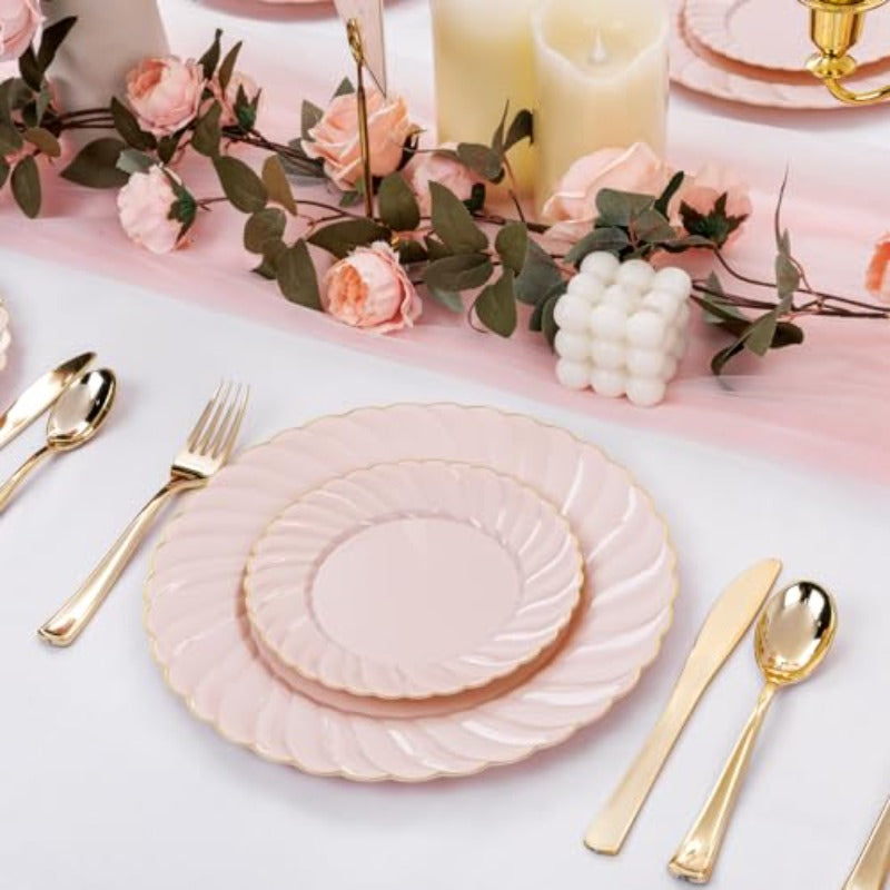 omcri125and175PCS Pink Plastic Dinnerware Set