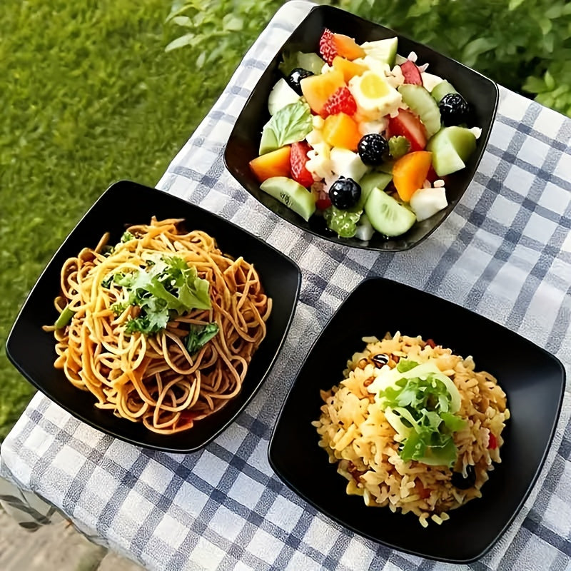 4pcs Salad Bowl Set - Perfect for Family Gatherings and Daily Use, Featuring a Unique Modern Design That Can Hold Side Dishes, Fruits and Snacks. It Is a Kitchen Necessity, a Microwave Safe Bowl, a Durable Plastic Bowl, and a Food Storage Container