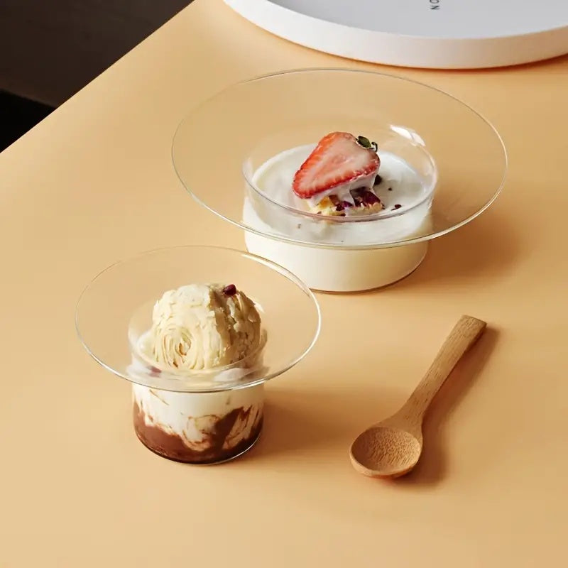 Exquisite Handmade Glass Dessert Bowls, Salad Bowls, Yogurt Bowls, Ice Cream Bowls, Pudding Bowls, Cream Soup Bowls, Made of High-transparency Glass, Tabletop Decorative Bowls, Salad Bowls, Oatmeal Bowls, Fruit Bowls, Crystal-clear Design