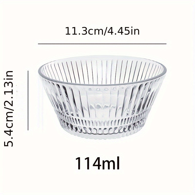 6pcs Ribbed Glass Bowl Set • Crystal Clear Dessert Bowl Set • Sauce Bowls • Perfect for Ice Cream, Dips, Nuts, Candy, Grains, Appetizers, Yogurt • Glass Prep Bowls or Mise en Place Bowls • Home Daily Use, Kitchen, Party, Gift Set • 270ml\u002F9.2oz