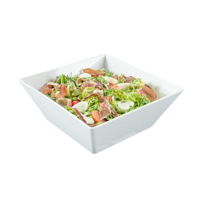 omcri-180 Ounce Deep Soup Bowls 2 Dishwashable Square Serving Bowls - Shatter-Resistant White Melamine Salad Eating Bowl Serve Side Dishes Entrees And Snacks For Parties Or Events