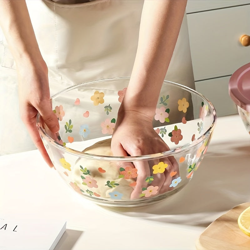 Small Floral Fresh Bowl Large 2700Ml Glass Soup Bowl | Floral Fresh Small Mixing for Home