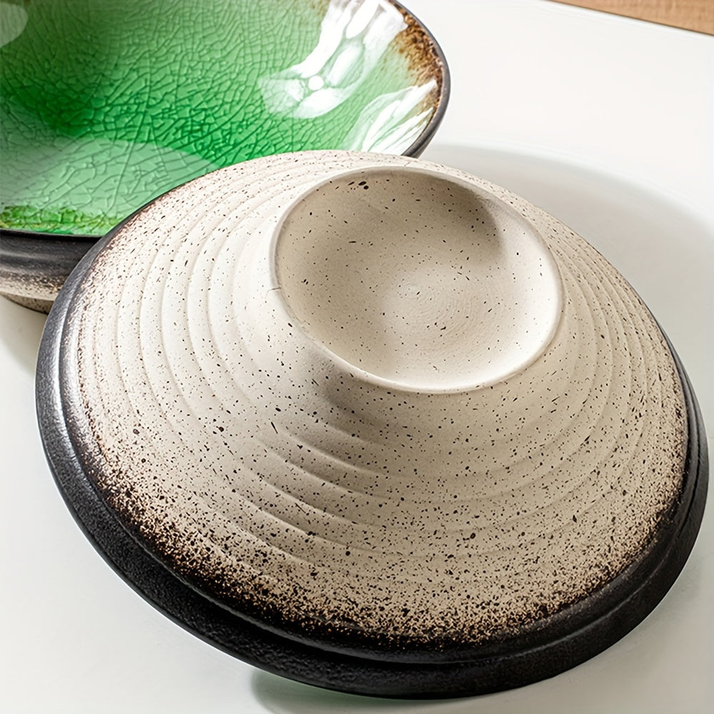 1pc Japanese Ice Crack Glaze Ceramic Bowl Household And Commercial Noodle Bowl Soup Bowl And High-End Salad Bowl