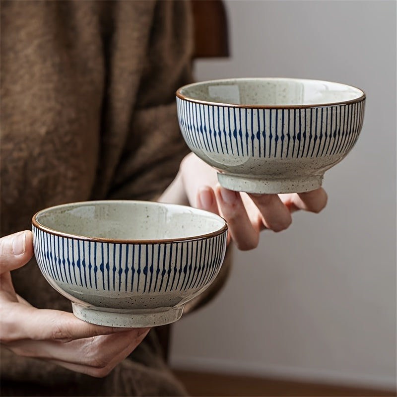 4-Pack Japanese Ceramic Rice Bowls, 4.5-Inch Round Small Bowls, Vintage Chinese Tableware, Dessert Bowls for Yogurt, Microwave Safe