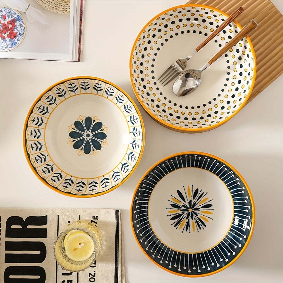 2pcs Ceramic Soup Bowls 2pcs Ceramic Soup Bowls with Floral Design | Microwave, Dishwasher & Oven Safe Round Bowls for Ramen, Noodles, Salad, Fruits | Durable Kitchen & Dining Essentials 56.8oz