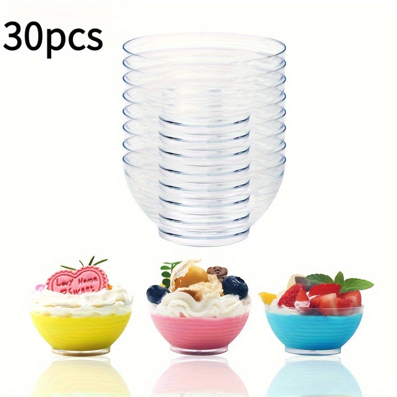 30\u002F60pcs of Mini Small Round Bowls, Featuring Striped Sauce Dishes, Mousse Cups, Dessert Cups, And Pudding Cups