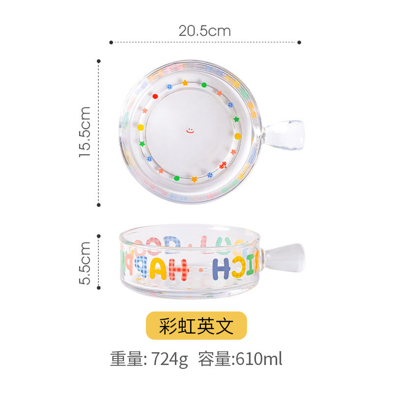 Adorable Glass Bowl Featuring a Puppy And Cat Design, Perfect for Home Use As a Fruit Salad Dish. This New Model for 2025 Boasts High Aesthetic Appeal And Is Styled for Instagram-Worthy Desserts