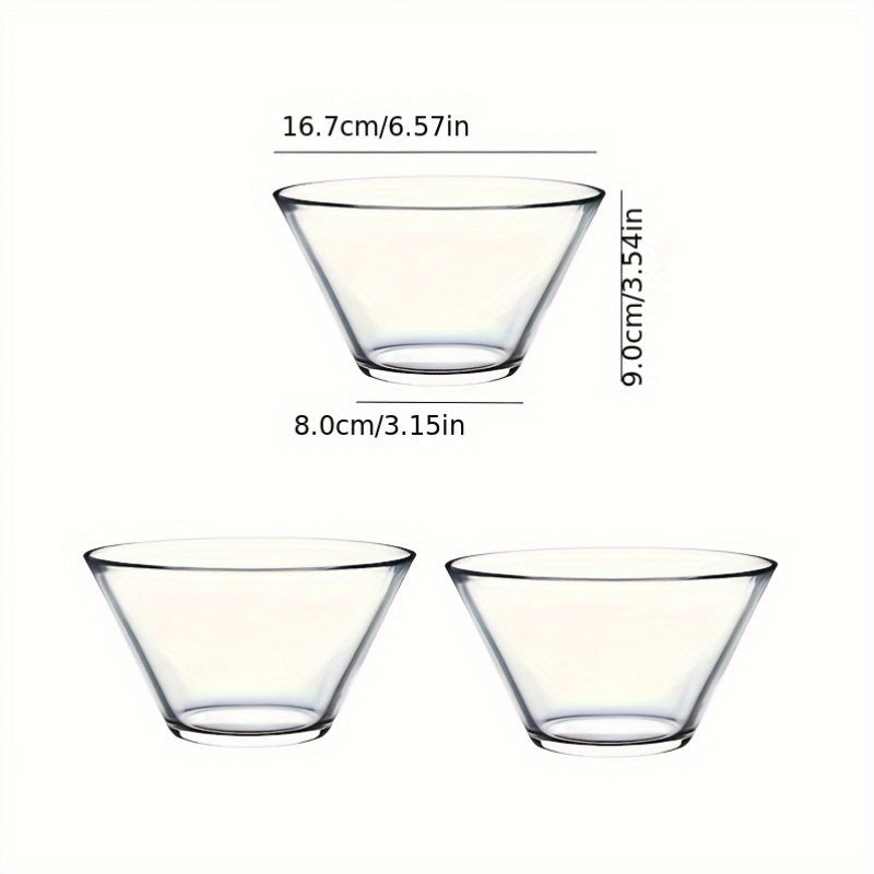 3pcs Set Thickened Clear Glass Bowls, Multipurpose Serving Bowls for Salad, Fruit, Rice, Pasta, Dessert, Cereal, Snacks, Soy Milk, Microwave Safe Kitchenware