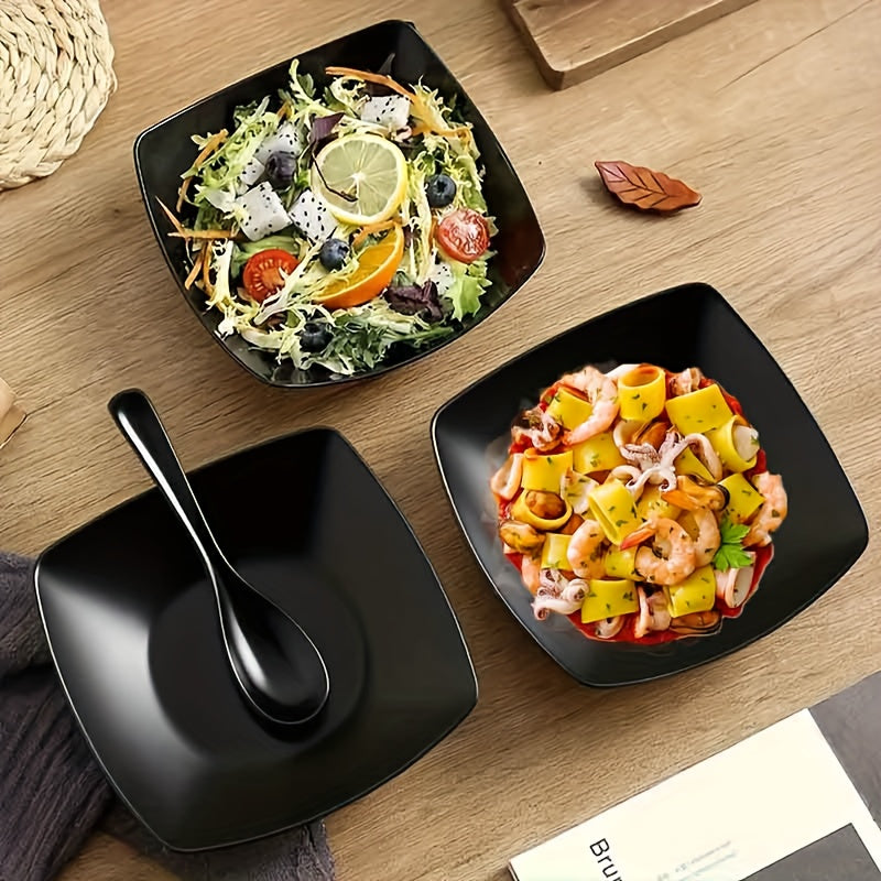 4pcs Salad Bowl Set - Perfect for Family Gatherings and Daily Use, Featuring a Unique Modern Design That Can Hold Side Dishes, Fruits and Snacks. It Is a Kitchen Necessity, a Microwave Safe Bowl, a Durable Plastic Bowl, and a Food Storage Container
