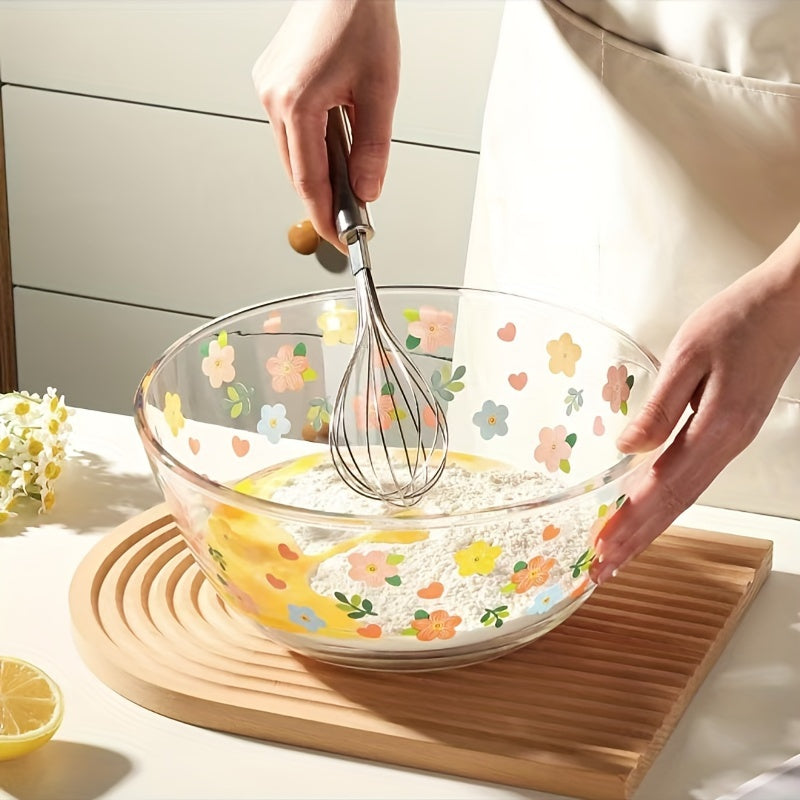 Small Floral Fresh Bowl Large 2700Ml Glass Soup Bowl | Floral Fresh Small Mixing for Home