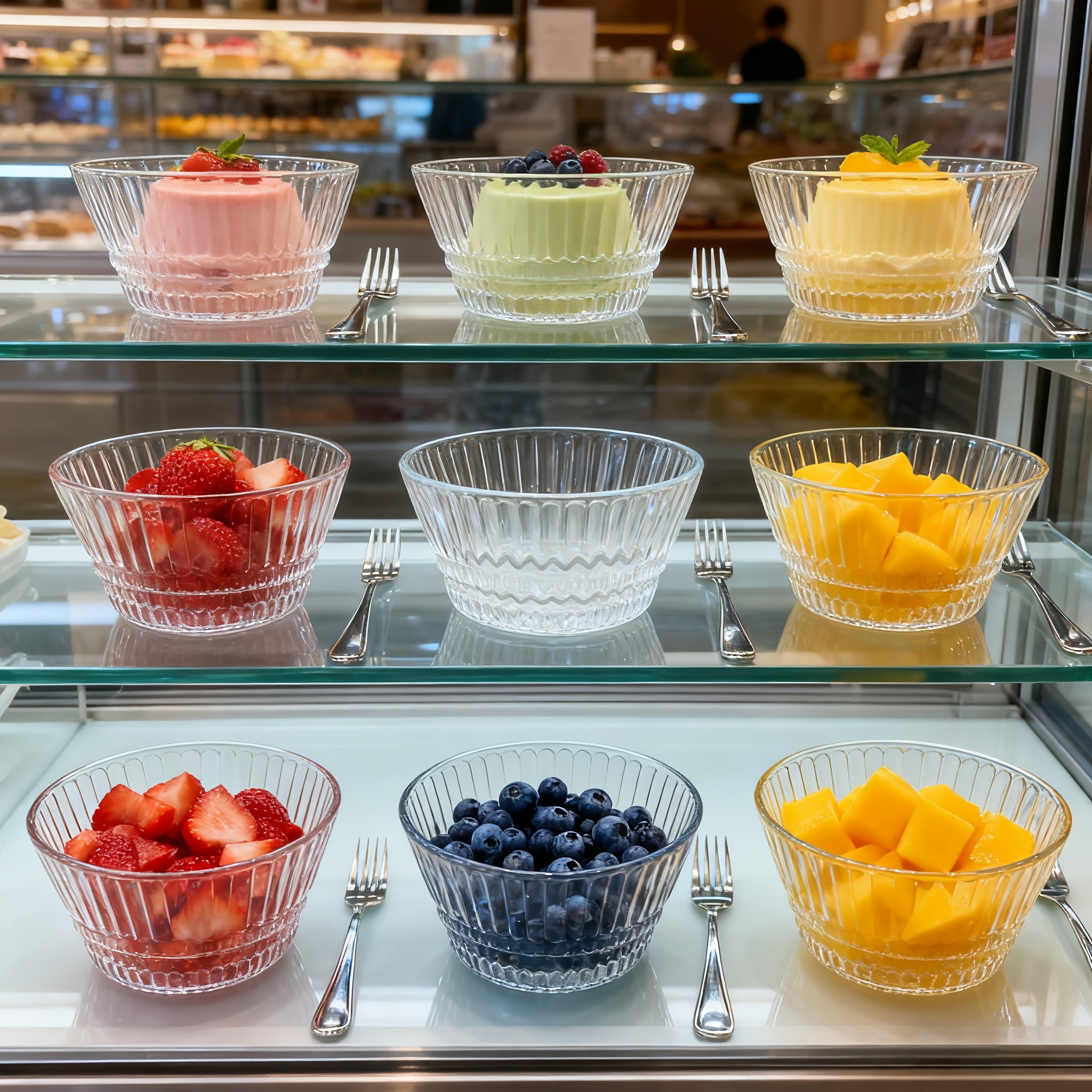 6pcs Ribbed Glass Bowl Set • Crystal Clear Dessert Bowl Set • Sauce Bowls • Perfect for Ice Cream, Dips, Nuts, Candy, Grains, Appetizers, Yogurt • Glass Prep Bowls or Mise en Place Bowls • Home Daily Use, Kitchen, Party, Gift Set • 270ml\u002F9.2oz