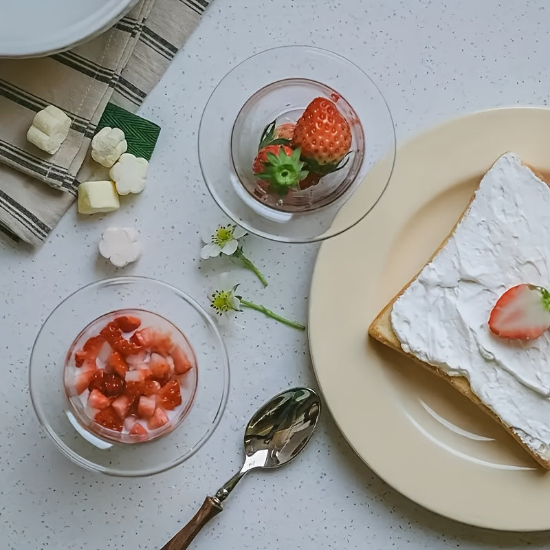 Exquisite Handmade Glass Dessert Bowls, Salad Bowls, Yogurt Bowls, Ice Cream Bowls, Pudding Bowls, Cream Soup Bowls, Made of High-transparency Glass, Tabletop Decorative Bowls, Salad Bowls, Oatmeal Bowls, Fruit Bowls, Crystal-clear Design