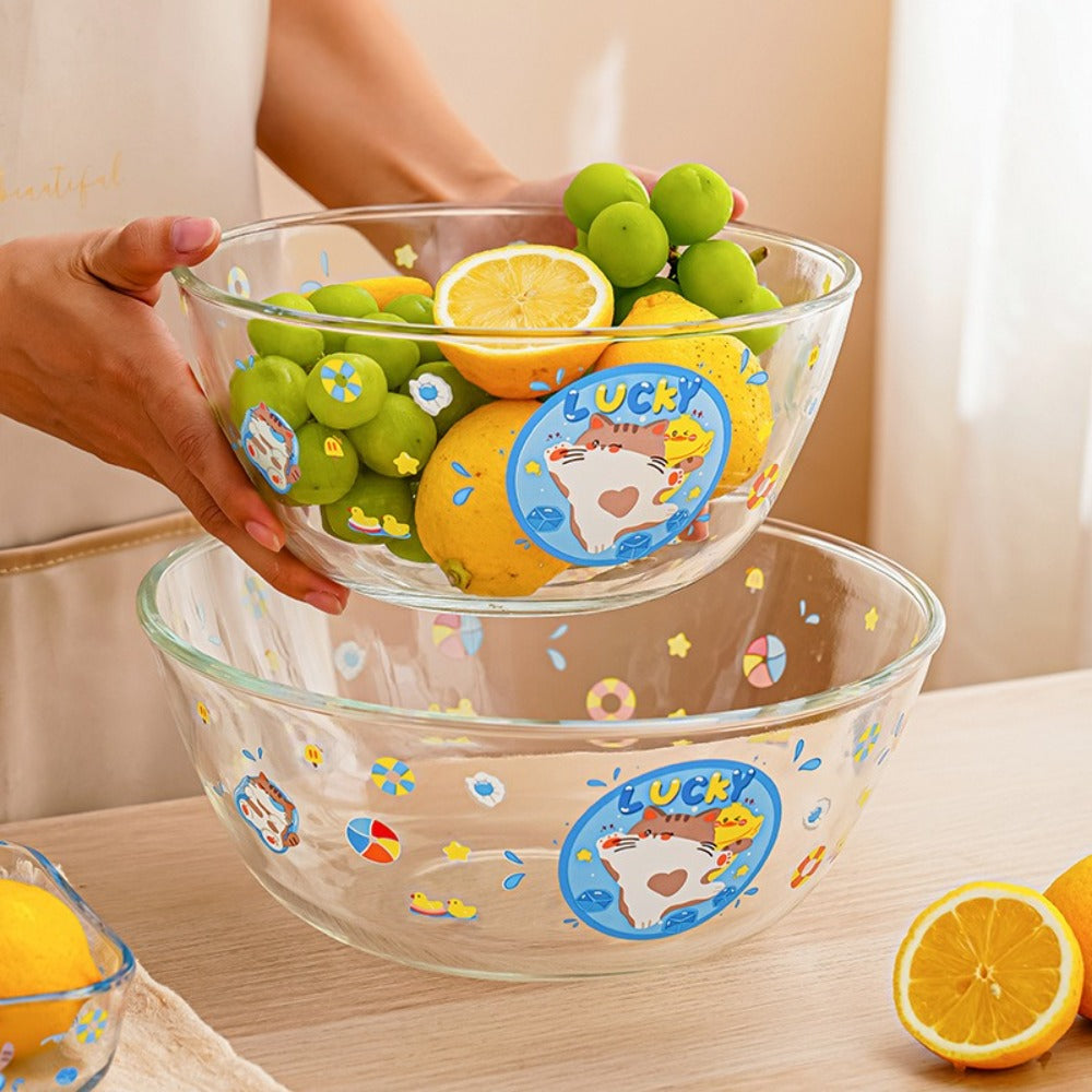 51pcs, Transparent Salad Bowl Glass Bowl Thickened Fruit Plate Household Kitchen Tableware Soup Bowl Creative Dessert Instant Noodle Bowl Basin